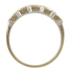 18ct white gold five stone sapphire and diamond ring, hallmarked 