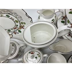 Wedgwood Hunting Scenes dinner and tea service for ten, to include dinner plates, side plates, dessert plates, cups and saucers, mugs, two large teapots, two milk jugs, etc, together with matching items by coalport and Staffordshire (94)