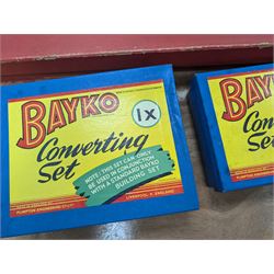 Meccano number 8 set, Bell's Double your money game, Bayko building set and converter kits