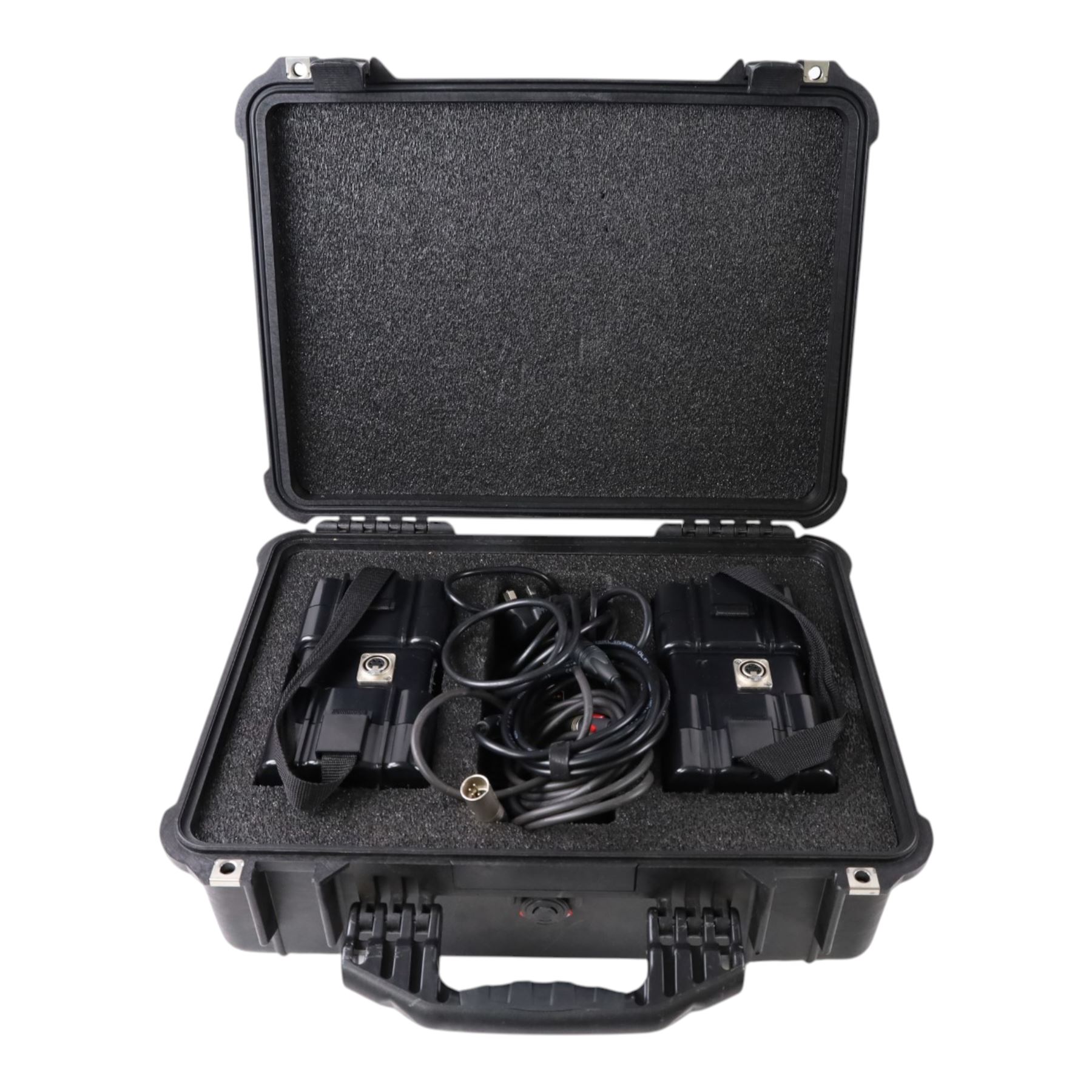 XB1-520 Block Battery Set, comprising two 14.4 volt 36Ah 520W block batteries, charger, two 4pin XLR cables and a D-Tap to 4pin cable