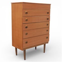 Mid 20th century teak dressing chest, rectangular top hinged to reveal a fitted interior w...