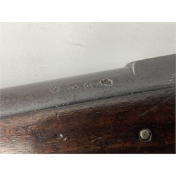 Braendlin Armoury Martini action .577/450 falling back rifle, the 85cm rifled barrel stamped Alex. Henry Edinburgh & London with two barrel bands including Yatagan bayonet side fitting and clearing rod under, with leather sling, serial no.13332, L126cm (NB. Firing pin broken). 