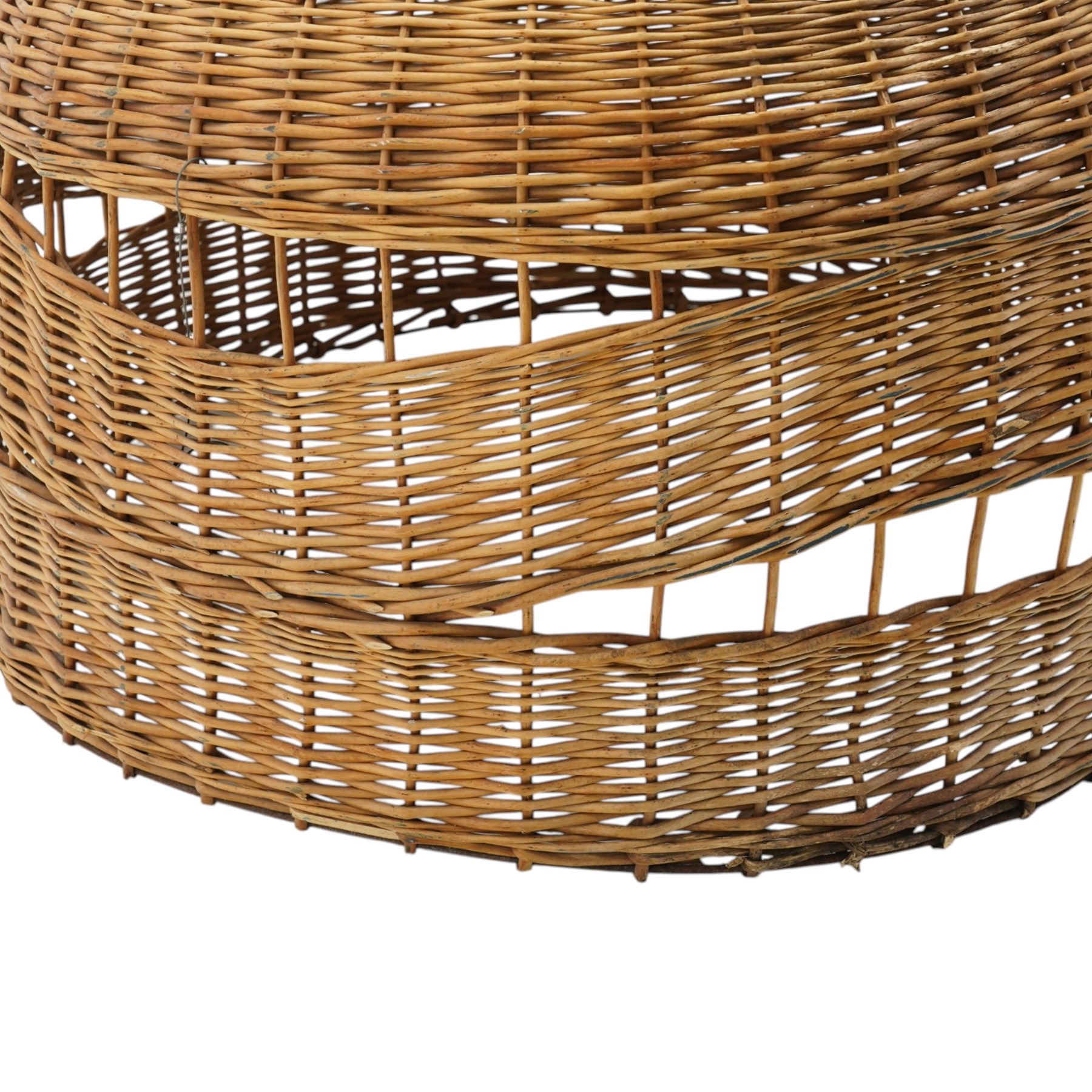 DD CL - Pair of oversized cane pendant shades, with metal rim