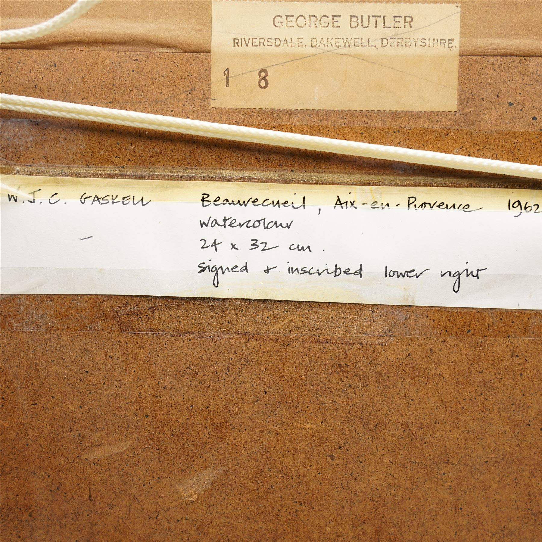 William John Clare Gaskell (British Mid-20th century): 'Beaurecueil - Aix en Provence', watercolour signed inscribed and dated '62, 24cm x 32cm