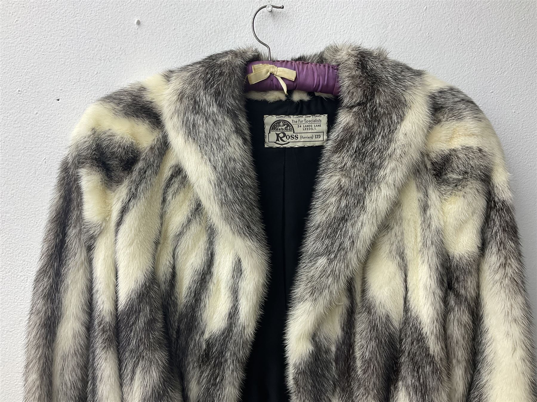 1980s Kohinoor mink 3/4 length coat, with embroidered floral lining, retailed by Ross Furriers Ltd, L112cm