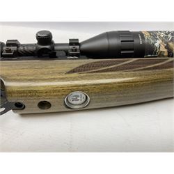 Air Arms S400F Carbine bolt-action .22 multishot air rifle, pump-up action, adjustable trigger, fitted with sound moderator and Nikko Stirling Mountmaster 3-9 x 50 telescopic sight, complete with stirrup type pump, pressure gauge etc, serial no.135456, L106cm; in gun sling