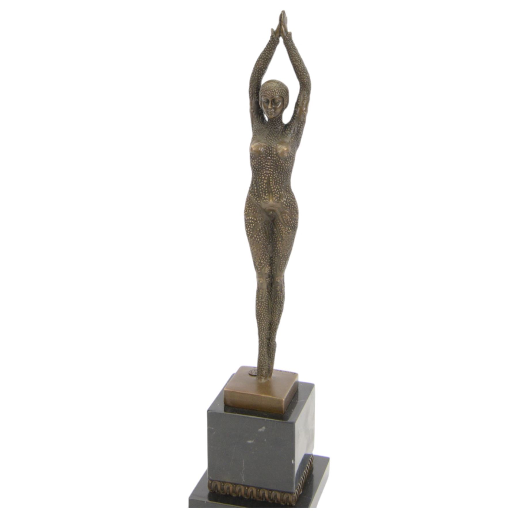 Art Deco style bronze, Starfish dancer, upon a black marble plinth, signed and with foundry mark, H47cm