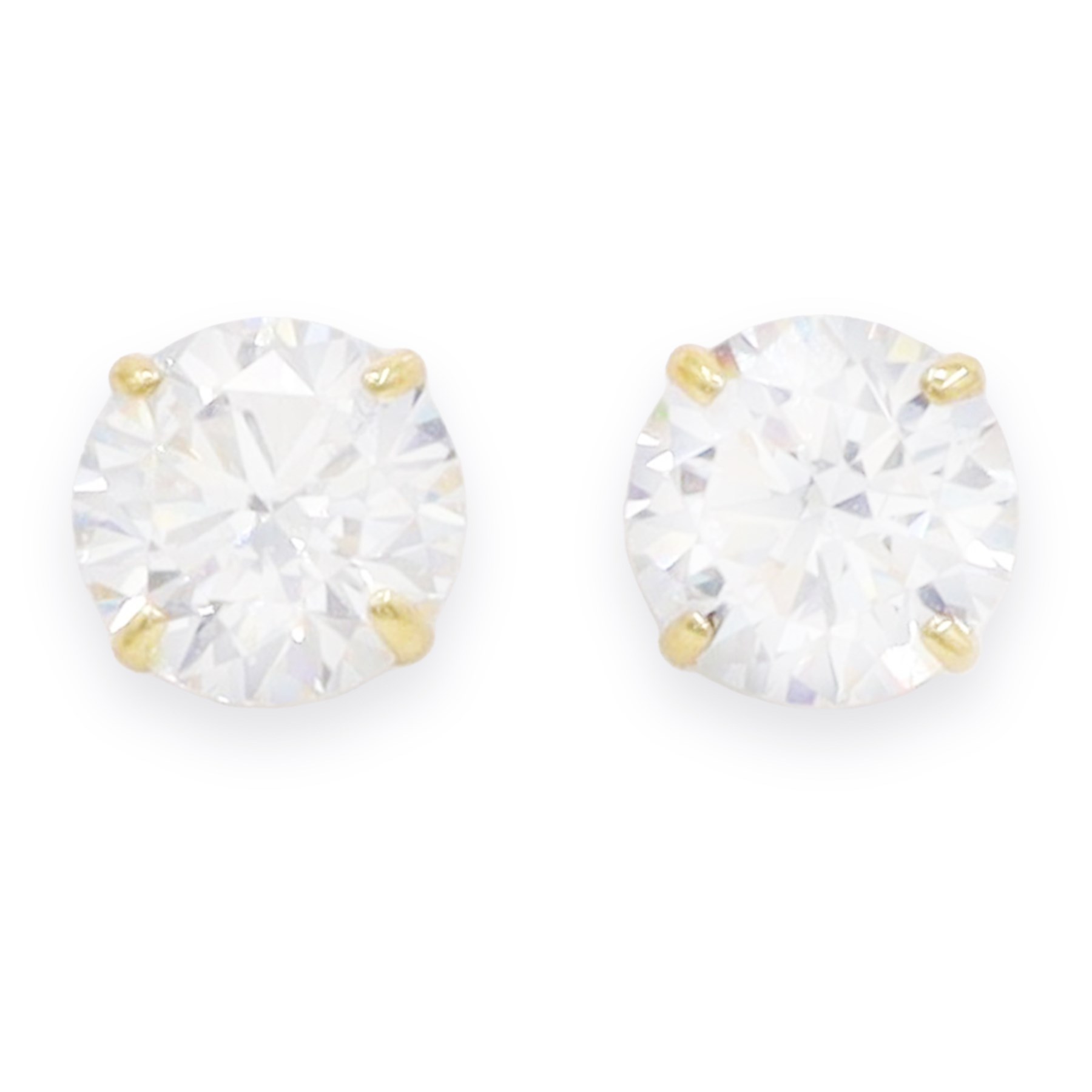 Two pairs of 9ct gold cubic zirconia stud earrings,