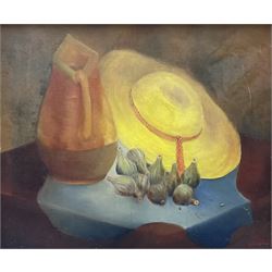 Eli Lascaux (French 1888-1969): 'Figues Fleurs', oil on canvas signed, titled signed and dated '54 verso 45cm x 53cm
Provenance: Galerie Louise Leiris, Paris (Photo No.53188) label verso