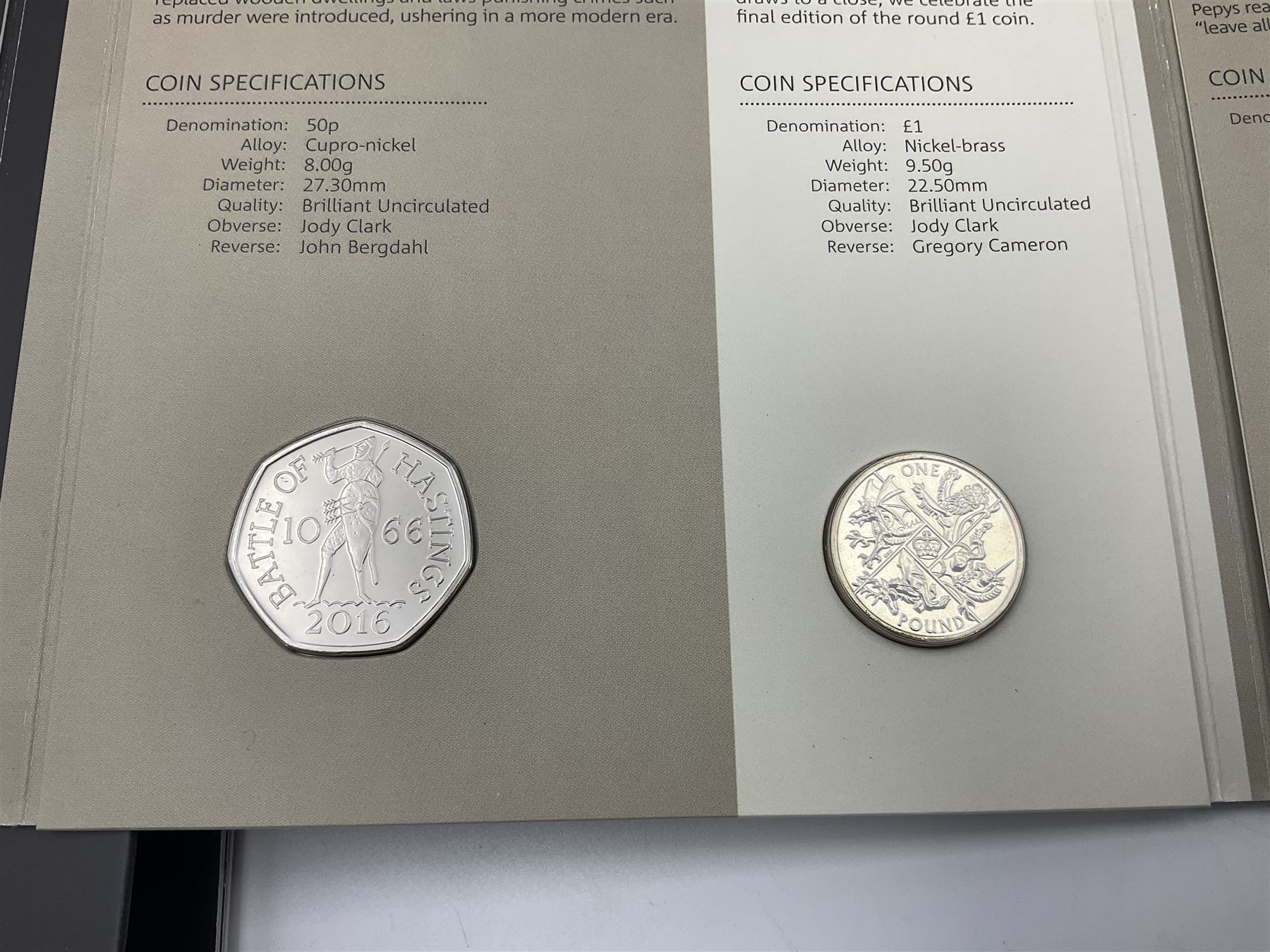 Two The Royal Mint United Kingdom Annual Coins Sets, dated 2015 and 2016, both in card folders with certificates