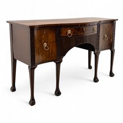 Late 19th-century mahogany bowfront sideboard, fitted with a central frieze drawer above a...