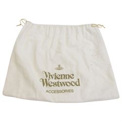 Vivienne Westwood shoulder handbag, the canvas body with black and grey animal print design, with tan and black leather studded borders, shoulder strap and heart charm, the clasp and buttons with Vivienne Westwood logo, with single slip pocket to the interior, with Vivienne Westwood dust bag, H16cm, W23cm