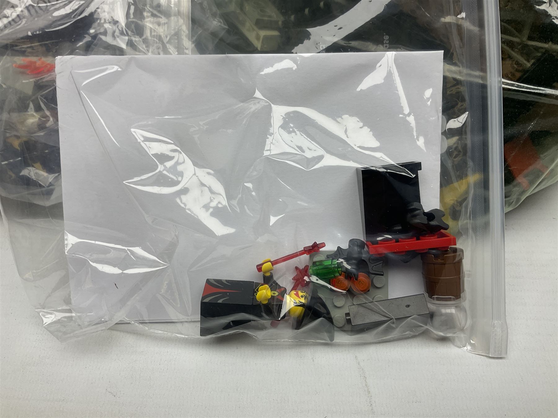 Lego - ten kits comprising Harry Potter Magic Mirror 4702; Extreme Team Rocket Car/Plane 6580; two Adventure Egypt Cars 5918; Adventure Egypt Bi-Plane 5928; Adventure Egypt Tombs and Car 5919 in golden Tutankamun box; Castle Knight with Horse & Cart 6016; Castle Witch & Fireplace 2872; Castle Robin Hood Hideout 6054; and Pirate Ship 6285; together with over 3.5kg of loose animals, characters and bricks etc; all unboxed