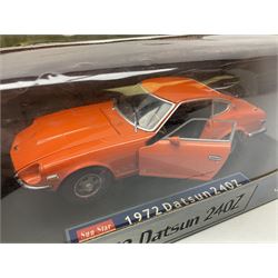 Sun Star - five 1:18 scale die-cast models comprising Ford Lincoln 2000 Limousine Millenium Edition; TX1 London Taxi Cab 1998; 1972 Datsun 240Z; 1939 Horch 855 Roadster; and Mercedes-Benz 350 SL; all boxed (5)