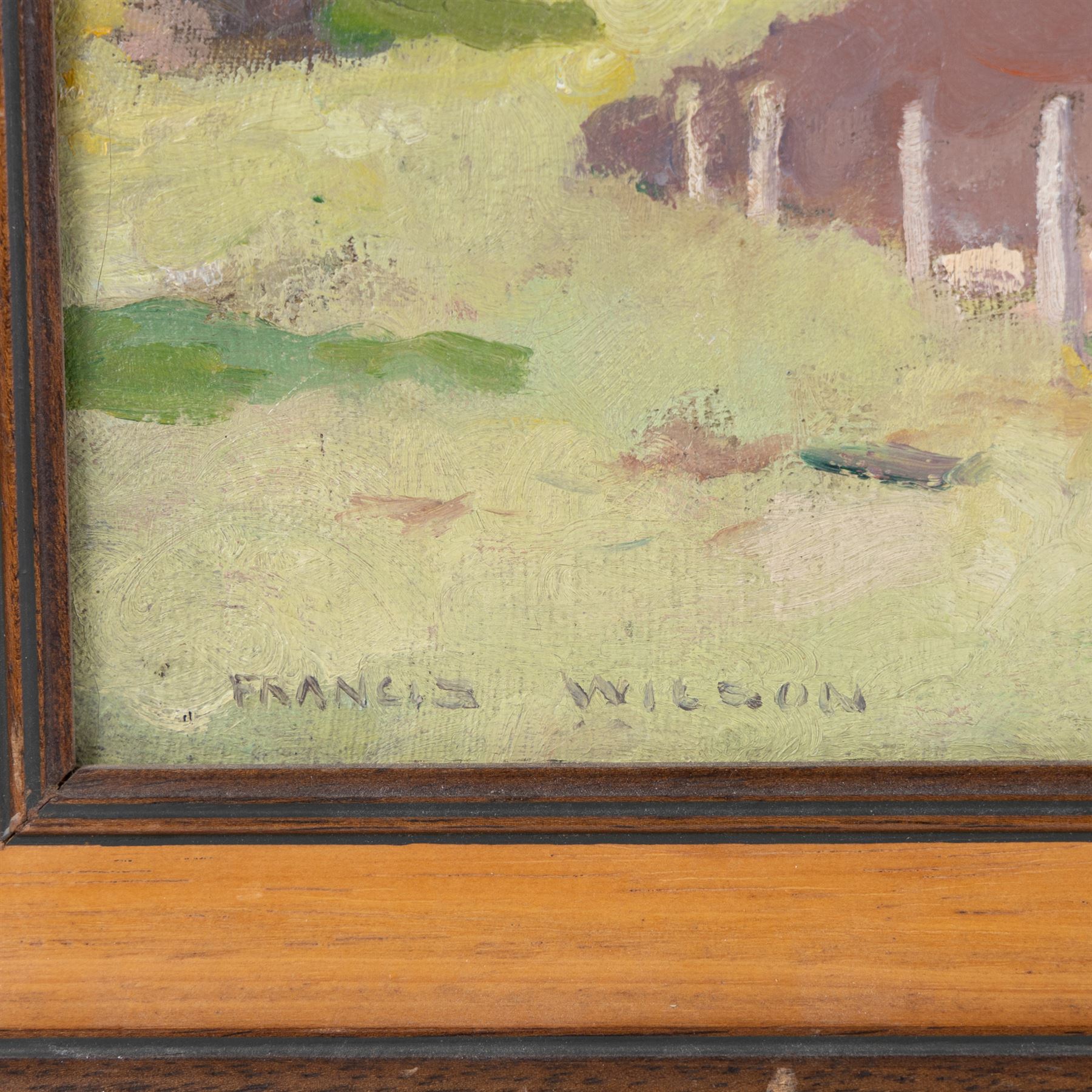 Francis Wilson (Scottish 1876-1957): 'Temple of Venus de Roma', oil on canvas board signed, titled verso 28cm x 34cm