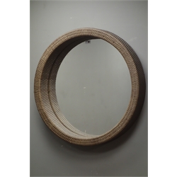  Circular rattan framed wall mirror, D78cm  