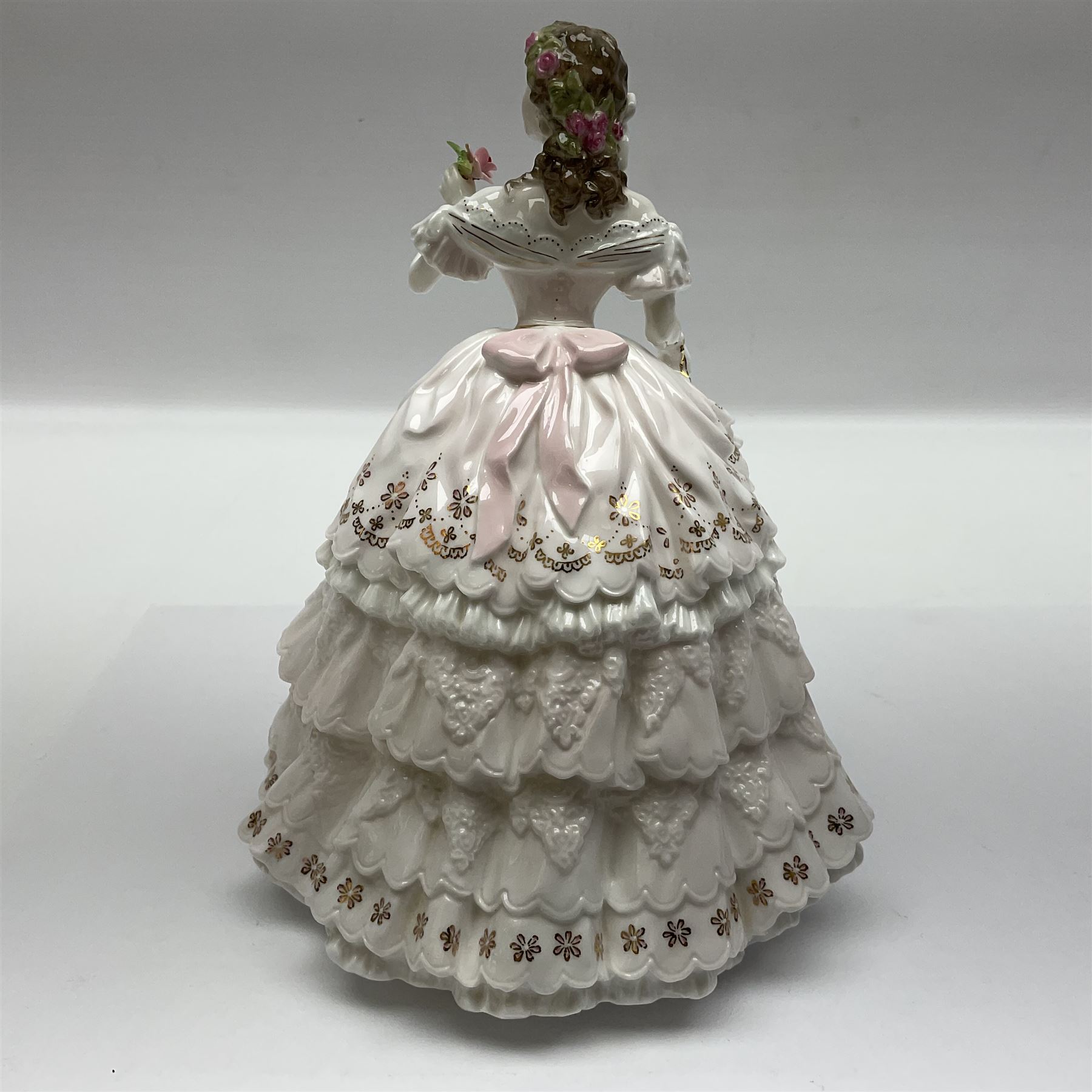 Three Royal Worcester figurines,  The First Quadrille, The Fairest Rose and Queen of Hearts, largest H21cm