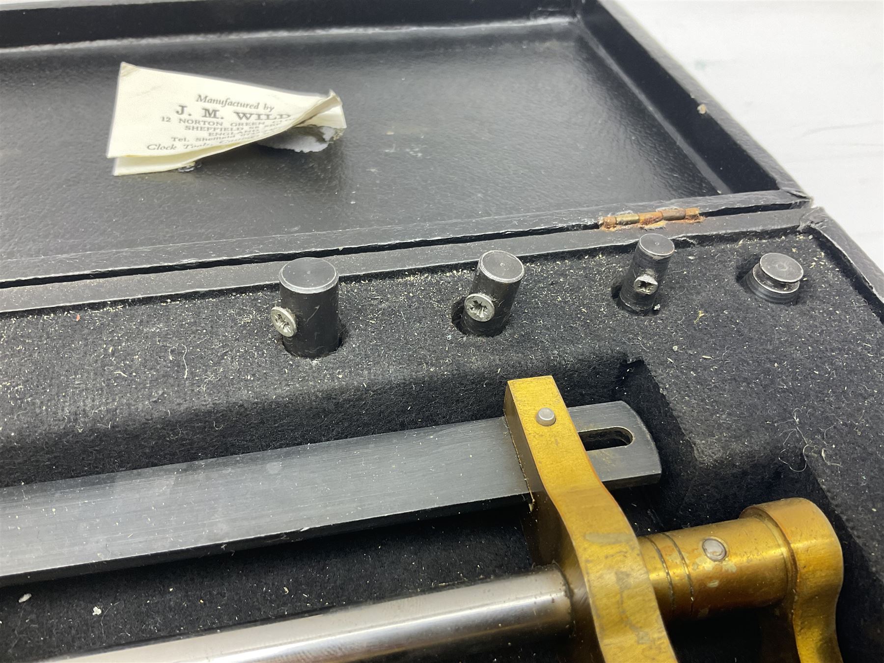 John Wild Clock mainspring winder in original fitted box. Decorative