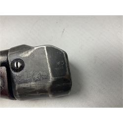 British No 7 MKI knife bayonet with 20cm single edged fullered clipped point blade;  blackened steel, large muzzle ring cross-guard; blackened swivelling pommel marked 'F5H'; red Tufnol composite grips; in blackened steel scabbard L33cm overall; British Pattern 1888 bayonet with scabbard; and German Ersatz bayonet with scabbard (3)