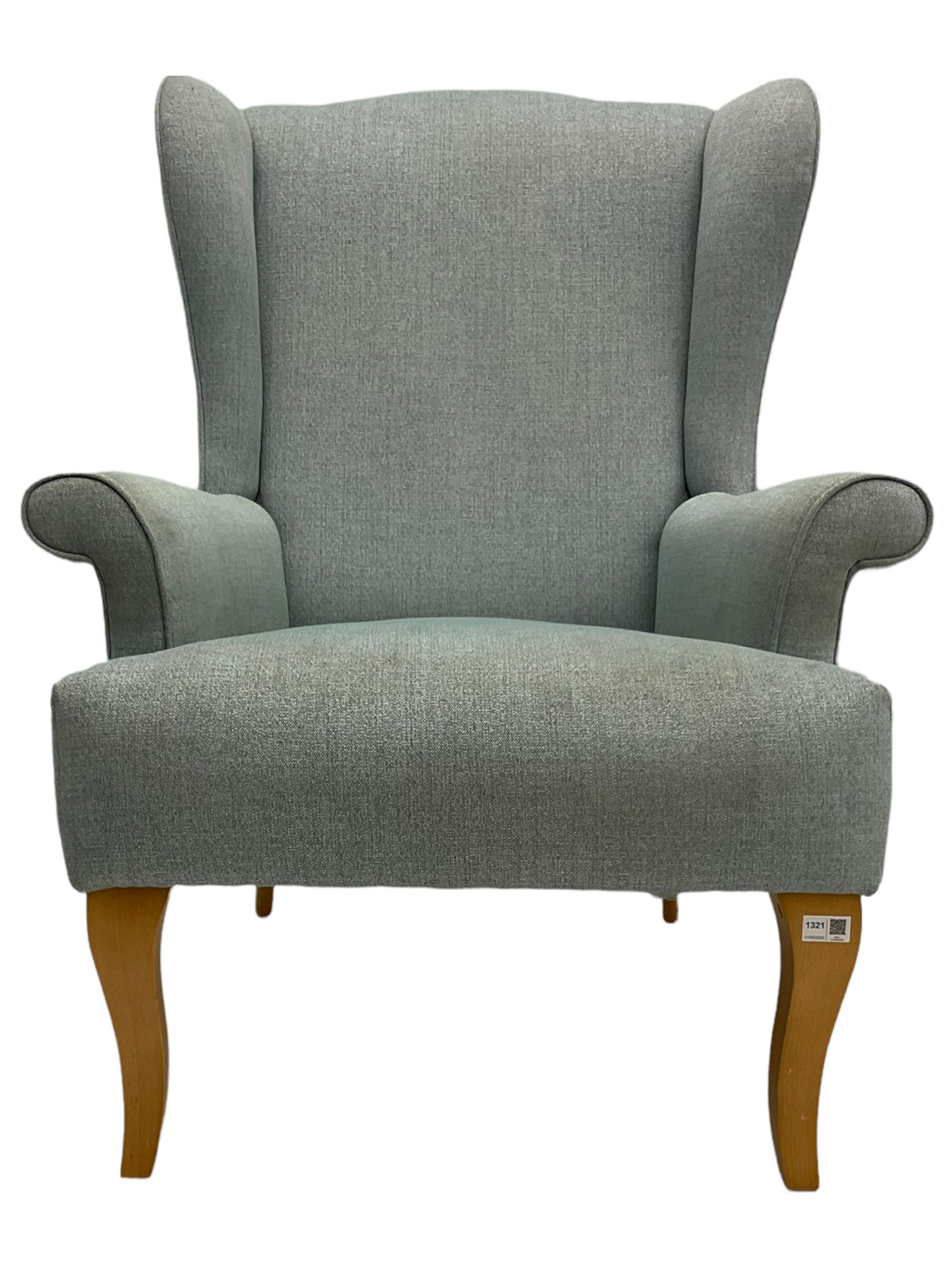 John Lewis high wing back armchair upholstered in denim cover

