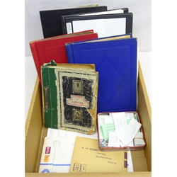  Collection of Great British and World stamps in albums and loose including Queen Victoria and later British stamps, commonwealth stamps, Chinese, early Austrian, Vatican City and French colonial stamps, 1970s and later FDCs in ring binder albums etc, in one box  