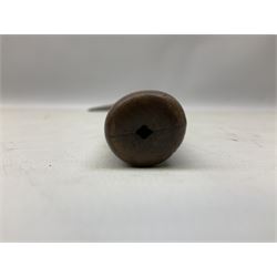 Early 20th century ceremonial Tomahawk pipe, steel axe head with pipe bowl, drilled drawing shaft, 46cm