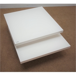  White gloss three tier revolving coffee table, W70cm, H31cm, D70cm  