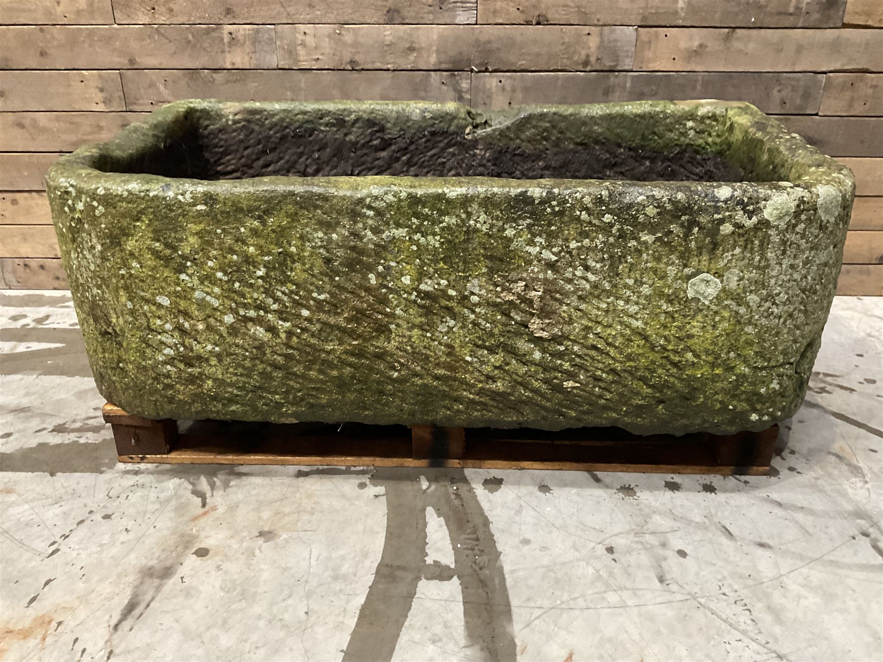 Large 19th century D shaped stone trough