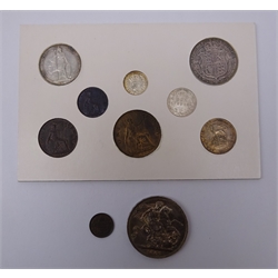  Ten King Edward VII coins including 1902 crown, 1902 halfcrown, 1902 florin, 1902 sixpence and 1902 threepence and various other date coins  