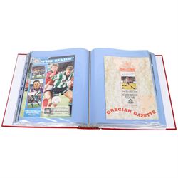 Comprehensive collection of approximately one-hundred and seventy Scarborough FC football programmes for the 1993/94, 1994/95 and 1995/96 seasons, all filed within six dedicated Scarborough FC red Home and Away binders