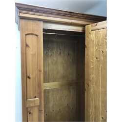 Solid pine single wardrobe with mirrored door, W99cm, H206cm, D59cm