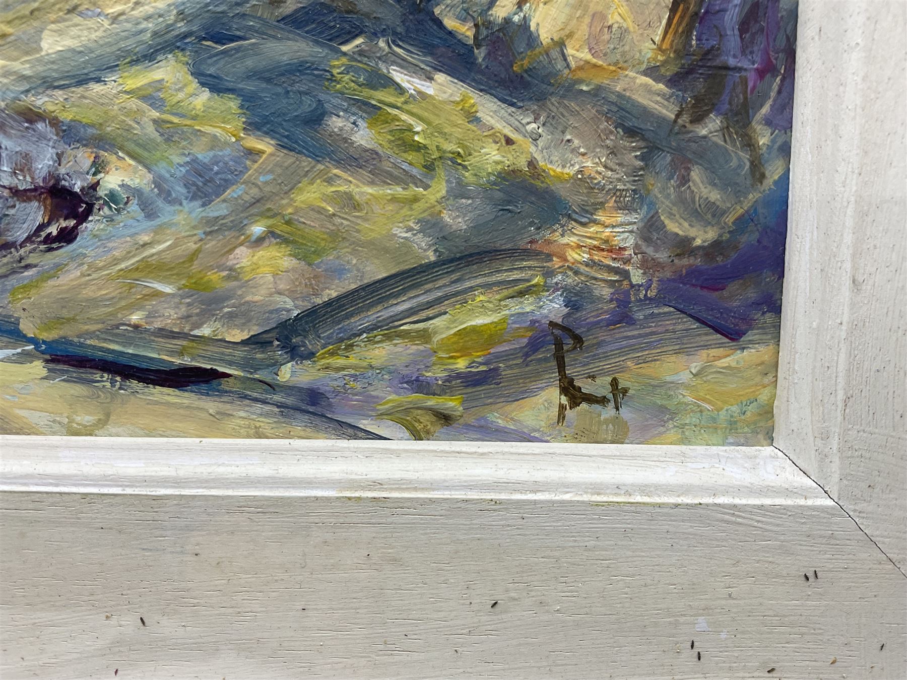 William P* (British Contemporary): ‘A Summer’s Day at Staithes’, acrylic on board indistinctly signed, further signed titled and dated 2000 verso 23cm x 29cm