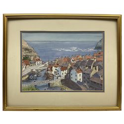 B Hodson (Northern British 20th century): Staithes, watercolour signed and dated '99, 26cm x 37cm