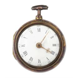 George III gilt and tortoise shell pair cased verge fusee pocket watch by Samuel Corbett, ...