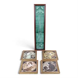 Set of Maw & Co tiles, The Four Seasons: Art Nouveau in style and a similar framed set of ...