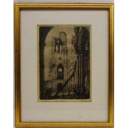  'The Church Laventie Franch', dry point etching signed and dated 1915 in pencil 22.5cm x 15.5cm   