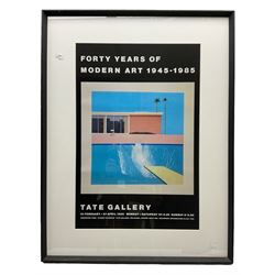 After David Hockney (British 1937-): 'Forty Years of Modern Art 1945-1985' - Tate Gallery Exhibition Poster, colour print 55cm x 37cm
