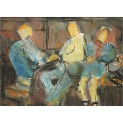 Barry De More (Yorkshire 1948-2023): 'Three on the Bus', pastel on card signed titled and ...