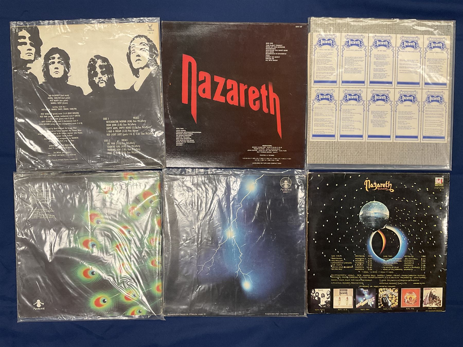 Nazareth vinyl LPs including 'Exercises', 'Raz Ama Naz', 'Loud 'N' Proud' etc (6)