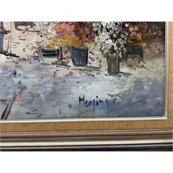 Heinz-Jurgen Menzinger (German 1943-): Winter Village Landscape, oil on canvas signed 80cm x 70cm 