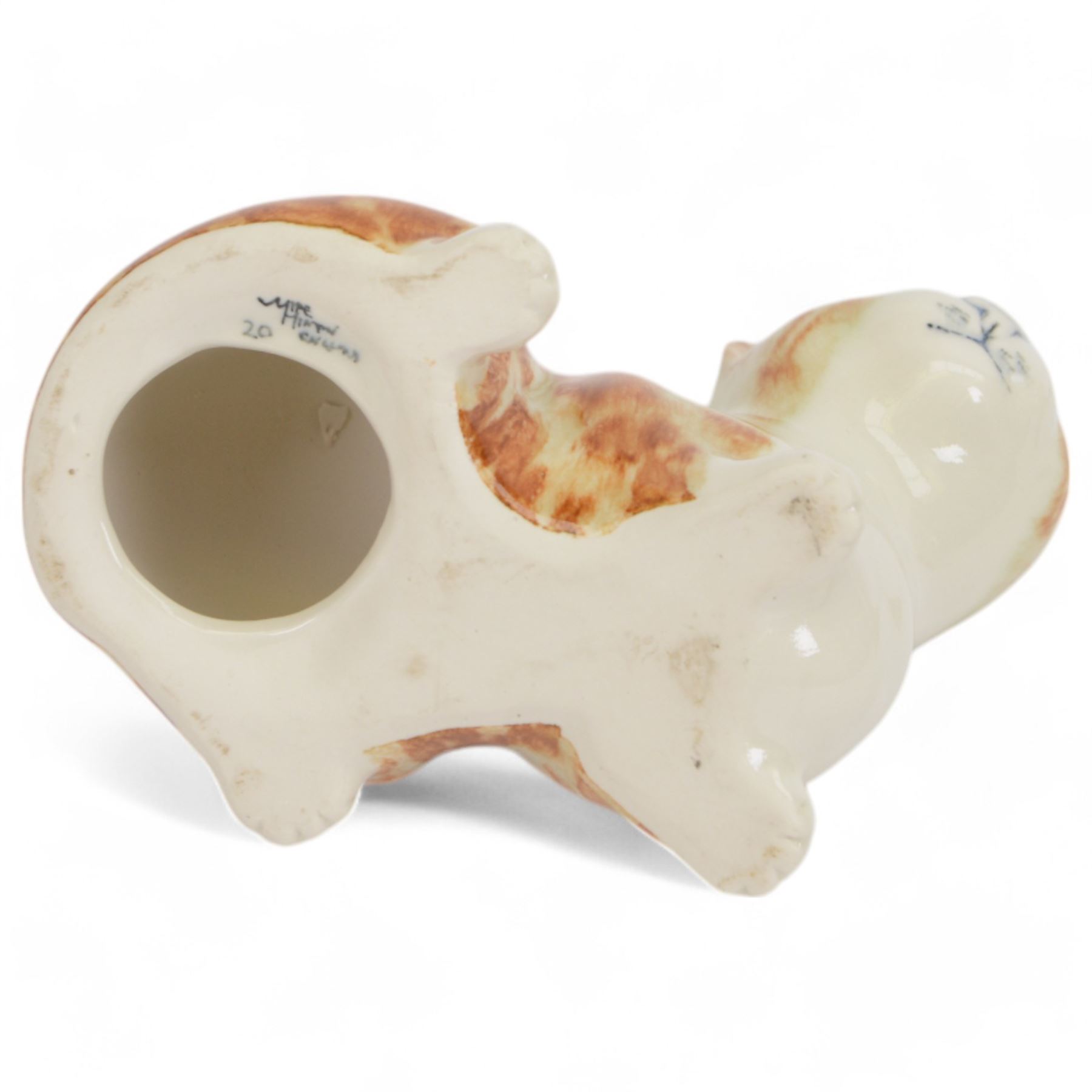 Mike Hinton for Winstanley pottery two tabby cats, both signed beneath, largest H15cm