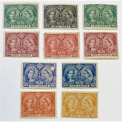 Canada Queen Victoria 1897 ten stamps, including one dollars, all unused, all previously mounted