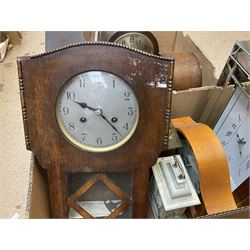 Collection of mantel clocks, including Aynsley Portlandware clock, four arch topped clocks, etc, together with one wall clock  