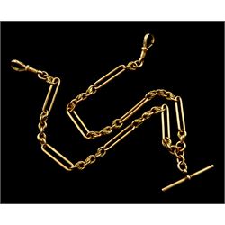 Victorian 9ct gold Albert chain with two clips, by Charles Daniel Broughton, each link stamped 9.375