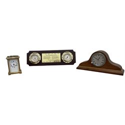 Early 20th century French carriage clock and a 20th century mounted barometer and thermome...