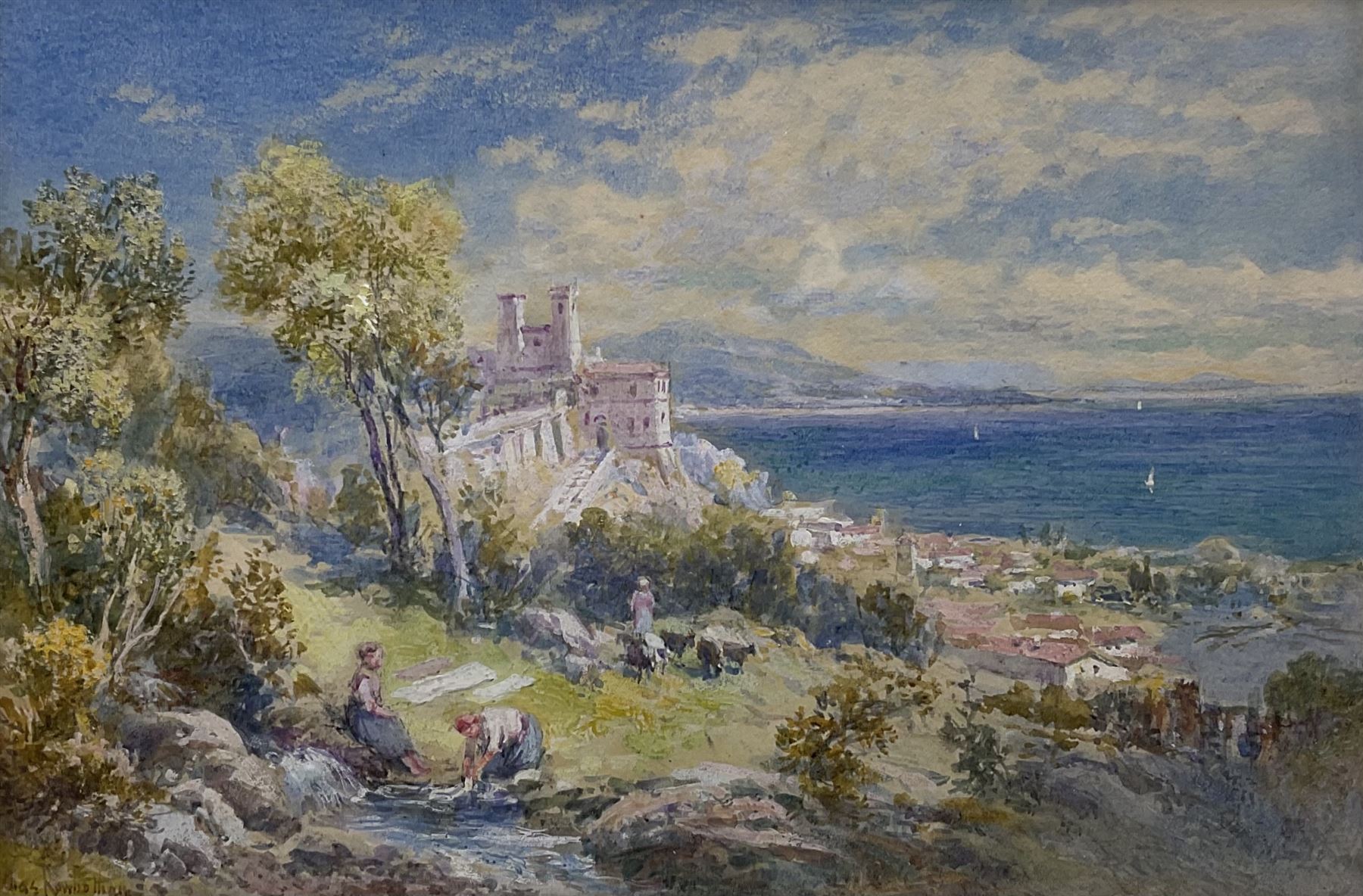 Thomas Charles Leeson Rowbotham (British 1823-1875): 'Lake Bolsena', gouache and watercolour signed 12.5cm x 19cm