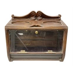 20th century Irish cigar shop display cabinet by Roger Aplin, Dublin, the box with hinged glazed front and decorative scroll top, H30.5cm