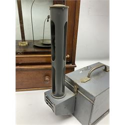 Collection of textile equipment, comprising, Goodbrand & Co. mahogany and brass yarn tester, Negretti & Zambra barograph and two sets of precision scales