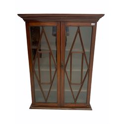 19th century mahogany bookcase top, fitted with two glazed doors