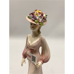 Three Coalport figures comprising 'Georgina', 'The Ascot Lady' and 'Beatrice at the Garden Party'